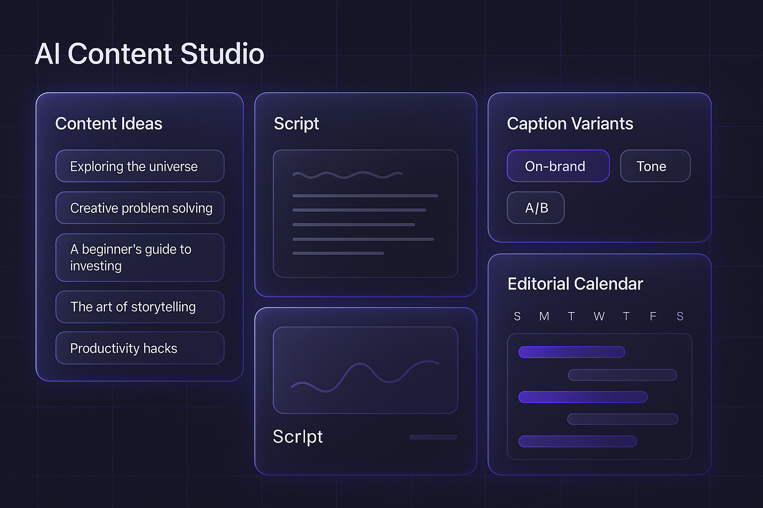 AI Content Studio – Ideen, Skripte, Captions und Redaktionsplan in Markenstimme